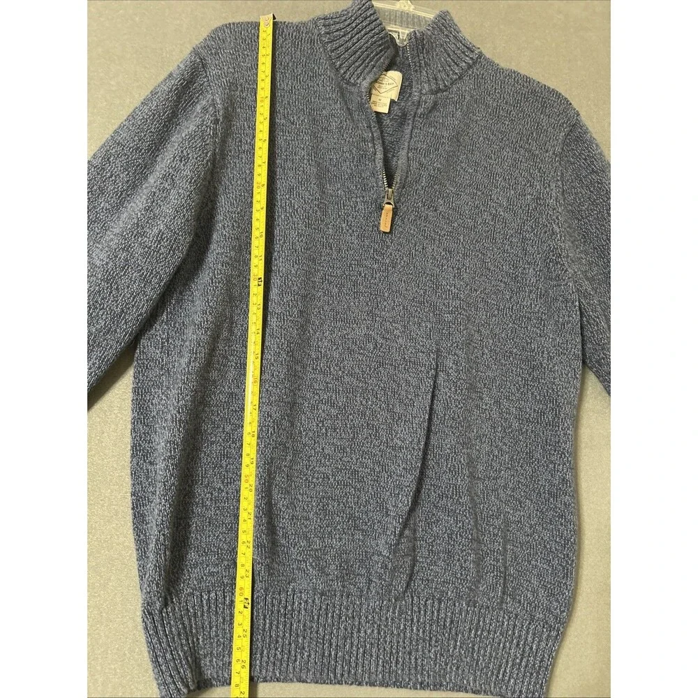 St Johns Bay Mens Blue Quarter Zip Fleece Long Sleeve Sweater 100% Cotton Size M